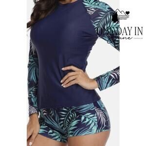 Lopie Long Sleeve Rashguard Boyshort Bikini Swimsuit Size XXL